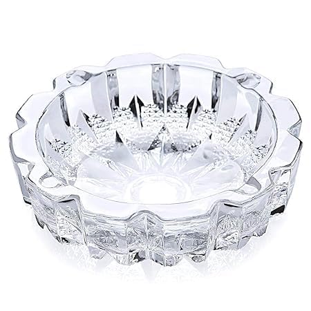 Cromatic crockery ound Shape Clear Glass Ashtray for Cigar/Cigarette -Unique Clear Glass Ashtray
