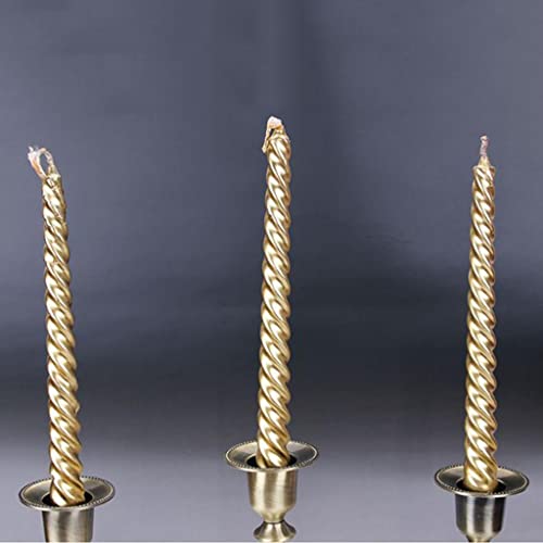 ATORSE® 2Pcs Twisted Spiral Christmas Taper Wax Candle Candlelight Dinner Decor Gold