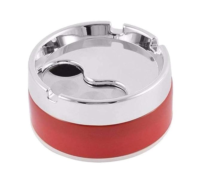 AFFODYL - Stainless Steel & Plastic Base Portable Ashtray Spinning Lid Modern Tabletop Ashtray With Non Slip Stronger Base for Home Office Indoor or Outdoor for Men & Women (Multi)(pack of 1)
