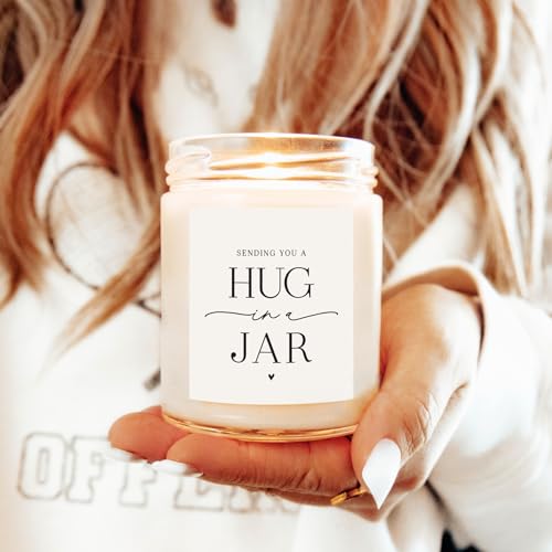 Warm Hug in a Jar Scented Candles for Home, Relaxing Aromatherapy Gifts for Women with Lavender Essential Oils, Natural Soy Wax Blend, Long 60-Hour Burn, Friendship Gifts, 9 Oz