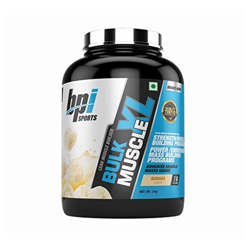 BPI Sports Bulk Muscle XL - 3kg- Banana- Advanced Anabolic Mass Gainer- 50 gm Protein- 144 gm- Carbs- 842 Kcal