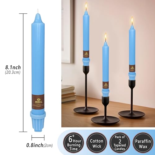 Taper Candle Blue Candlesticks Odorless Candles 8 INCH Cute Candle Stick Long Tapered Candles Smokeless Candle for Home Weddings Festive Gifts