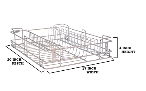 BLOO BASKET Stainless Steel 202 Modular Kitchen Basket Utensil'S Drawer Wired Set Of 6 (Size : 17 Inch Width X 20 Inch Depth) Silver