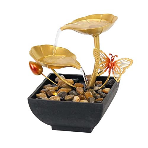 ATORSE® 2 Tiers Tabletop Fountain Tabletop Waterfall Cascading for Office Decoration Butterfly