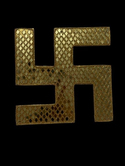 Wooden Wall Art Frame Golden Mirrors Glitter Swastik Wall Hanging Gift Item Home Decor Diwali Decor