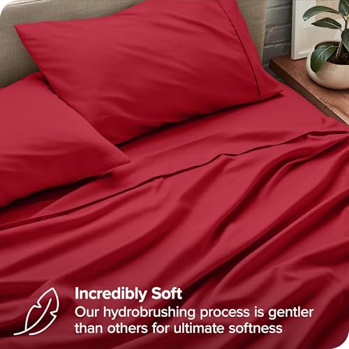 California King, Red : Premium 1800 Ultra-Soft Microfiber Collection California King Sheet Set, Hypoallergenic, Easy Care, Wrinkle Resistant, Deep Pocket (Cal King, Red)