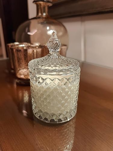 The Sensational White Diamond Crystal Jar Candle with| Luxury Soy Wax Double Wick Candle 90 Gram Wax 30 Hours Burning (Lavendar)