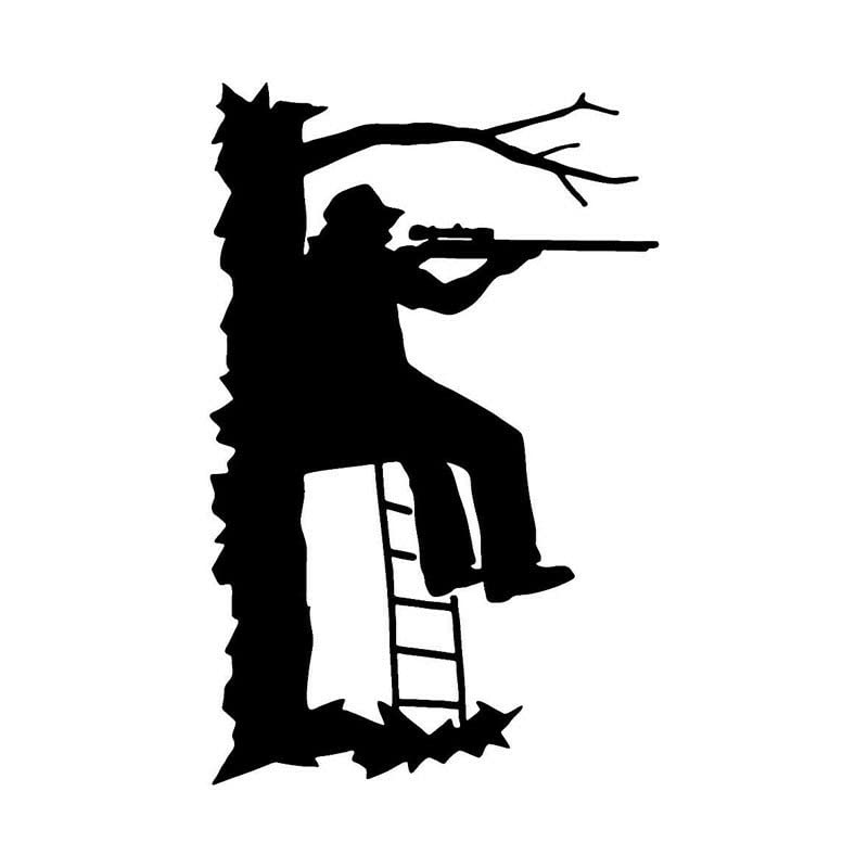 GADGETS WRAP Vinyl Wall Decal Sticker Funny Brave Hunter Sitting On A Tree Bracket Shooters Car Sticker