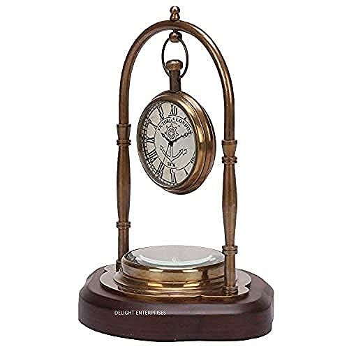 Delight Enterprises Brass Table Clock with Compass for Home,Office,School