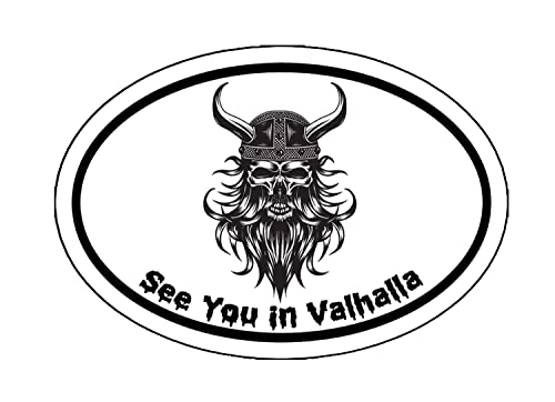 WickedGoodz Oval See You in Valhalla Magnet - Viking Magnetic Car Decal