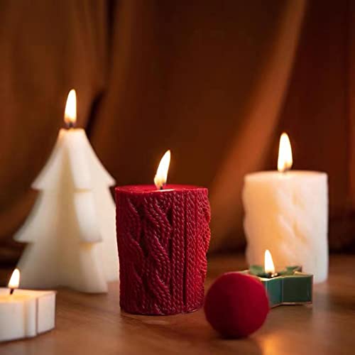 ATORSE® Mini Yarn Candle Flameless Decorative Romantic for Holiday Valentines Dating Red