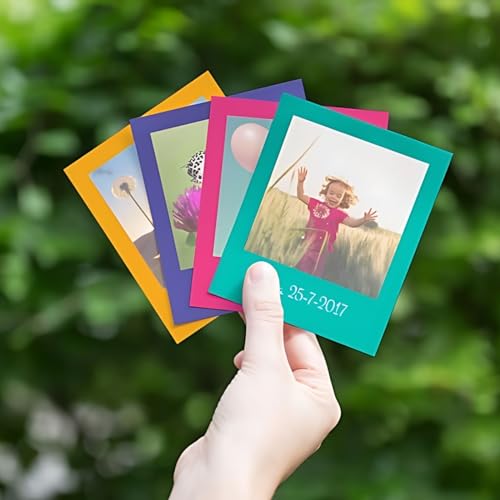 Brandian 10 Customised Coloured Frame Photo Print Customise Photo Prints Personalize Your Memories with our Custom Prints Add Text & Emoji Gift Multicolour 4 X 3 Inches, (Pack of 10)