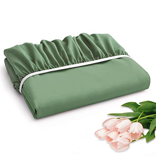 Horbaunal Extra Deep Pocket Queen Fitted Sheet Only - Fits Up to 24 Inch Mattress - Luxury 1800 Thread Count - Microfiber Forest Green Fitted Bed Sheet Queen Size