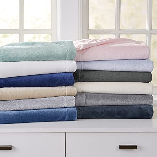 Velvet Plush Sheet and Pillowcase Set with Extra Deep Pockets | Extra Soft Micro Fleece Sheet Set | Ultra Plush and Cozy Warmth | Velvety Soft Heavyweight | Tribeca Collection (Queen, Grey)