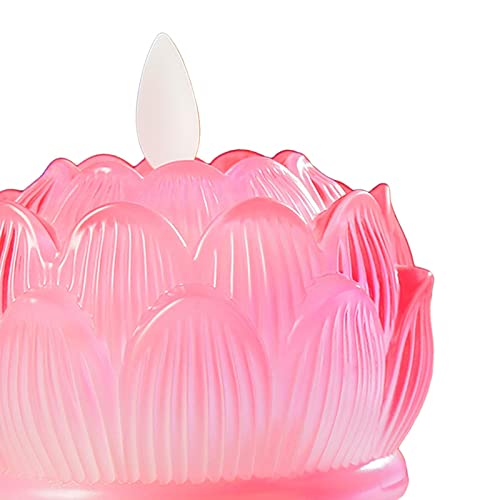 SECRET DESIRE Led Tea Lights Candle Flickering Buddhist Worship Festival Lotus Lamp Light Pink