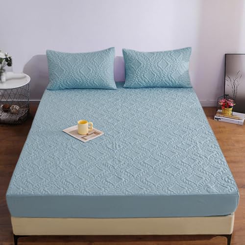 SECRET DESIRE Bed Protector Cover Soft Bedding Machine Washable Bedroom Twin Fitted Sheets Blue