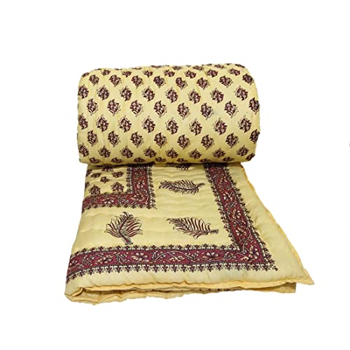 J SHREE Double Bed Organic Pure Cotton Jaipuri Rajai Ac Quilt Rajasthani Traditional Cotton Comforter (Multi 2, Double Bed)