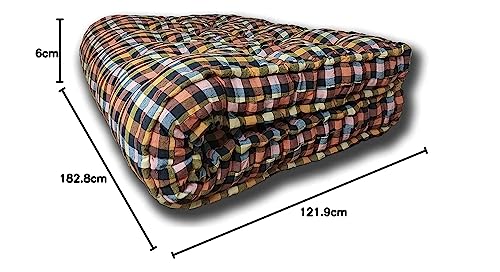 CITIKARTS Quality Soft Cotton Multicolour Mattress | Cotton Gadda Box Mattress Cotton Mattress Rectangle Type 4 inch Height (Deewan Bed(48X72X4 Inch Bed Mattress)) (72X60X6)