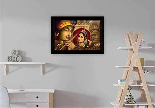 SAF Pack of 1 Radha krishna religious modern art wall painting with framed for living room 11 inch x 14 inch CANFM31424