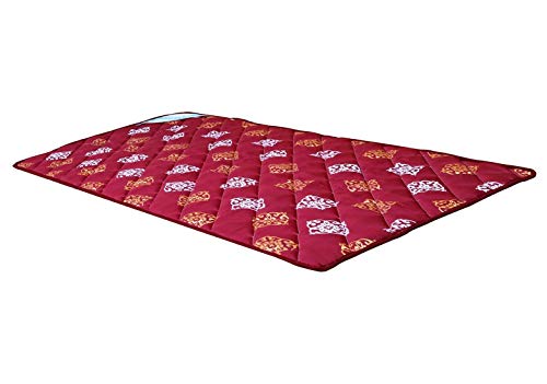 Kuber Industries Printed Cotton Single Size One Inch Fabric Memory Foam Mattress (CTKTC045957, Maroon, 72 x 36 Inch)