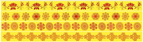 ABS HERBALS : Rangoli/Kolam Sticker/Traditional Handmade Kolam Art/Design Sticker for : Pooja Room, Home Entrance, Tile, Floor, (. Pack of 4 Pics (YP4) .)