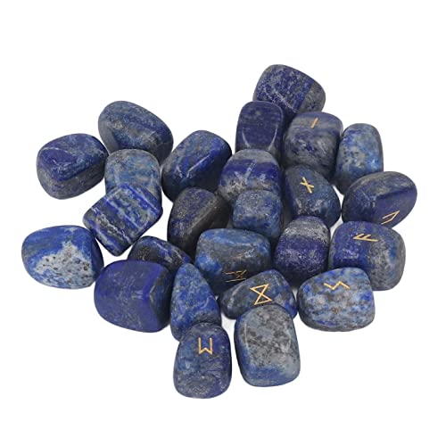 25 Natural Rune Stones Rune Stone Set Rune Alphabet Special Power Natural (Lapis Lazuli)