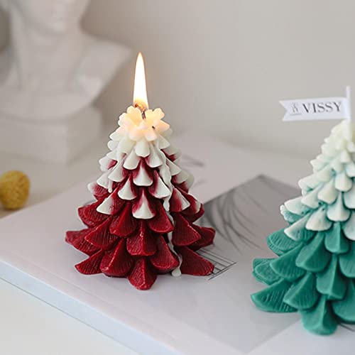 ATORSE® Christmas Tree Wax Scented Candle Creative Curve Home Decor Prop White Red