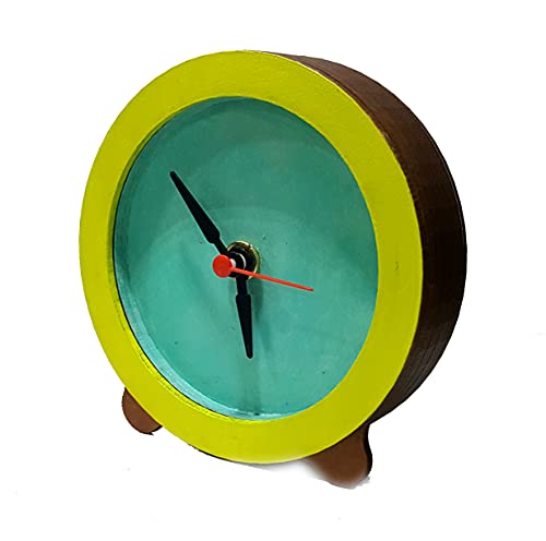 GENERIC Handmade MDF Wooden Table Top Clock for Home Decorations and Gifting