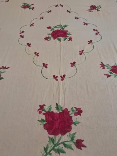 Handwork Embroidered Cotton bedsheet Double Bed Sheet Queen Size Embroidery Floral Design Bed Set 200tc (Design 6)