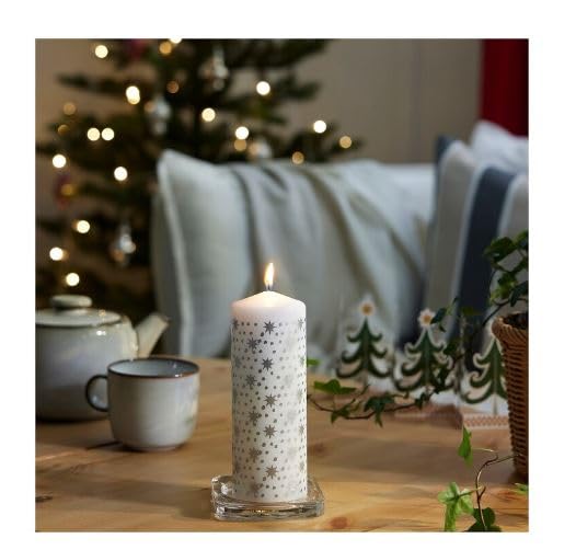 Uppfylld Vinterfint Unscented Pillar Candle, Silver-Colour, 19 cm (7 ½ ")