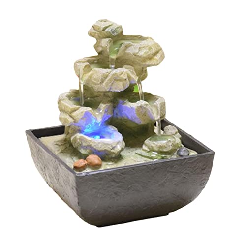 ATORSE® Desktop Fountain 4 Tiers Meditation Illuminated Water Fountains with Lights