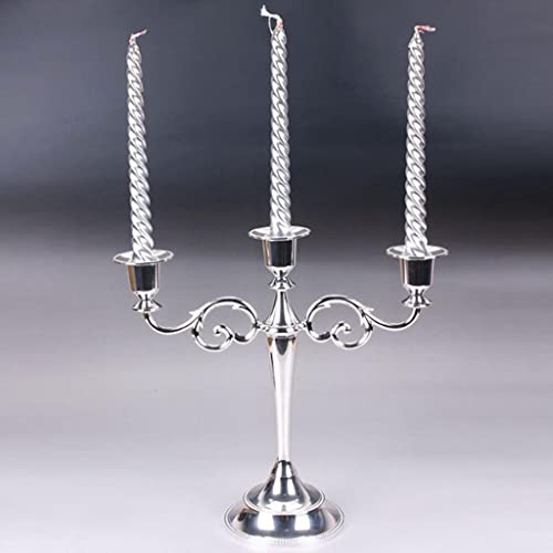 SAZ DEKOR 2pcs Twisted Spiral Christmas Taper Wax Candle Candlelight Dinner Decor Silver