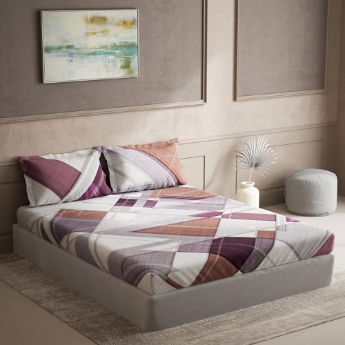 DDecor - Pack of 1 Cotton King 140 TC Bedsheet with 2 Pillow Covers - Burgundy