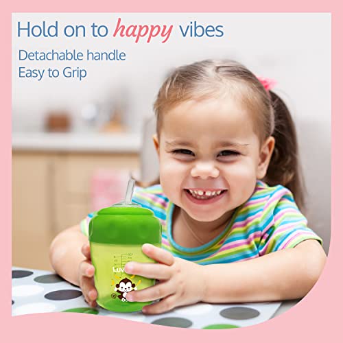 LuvLap Banana Time 150ml Anti Spill, Interchangeable Sipper / Sippy Cup with Soft Silicone Spout and Straw BPA Free, 6m+ (Green)