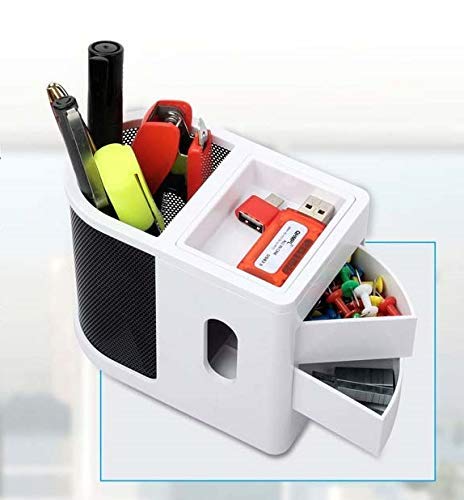 Stupefying Clock with Tumbler,Stationary Holder and Slide Out Drawers(Multi)