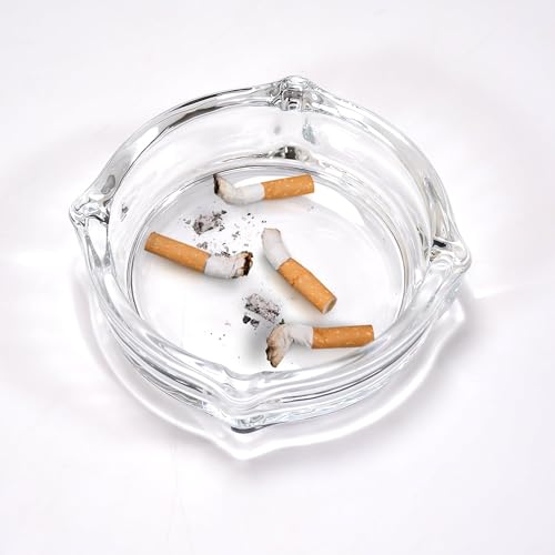Glass Brunswick Crystal Quality Cigar Cigarette Ashtray Round Tabletop for Home Office Indoor Outdoor Home DÉCOR