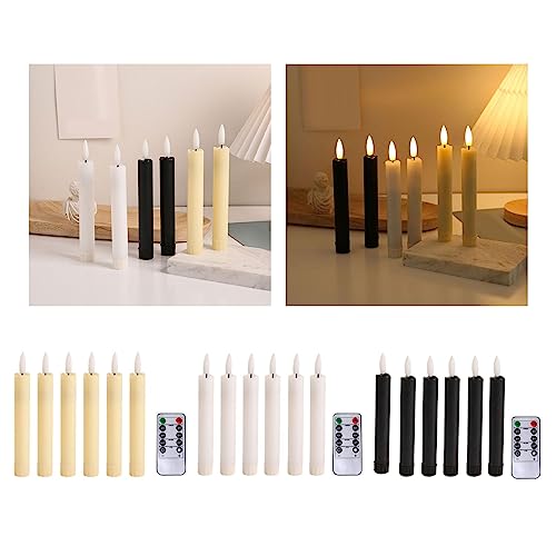 SAZ DEKOR 6X LED Candles 3D Wick Flameless Taper Candles for Wedding Party ivorys White