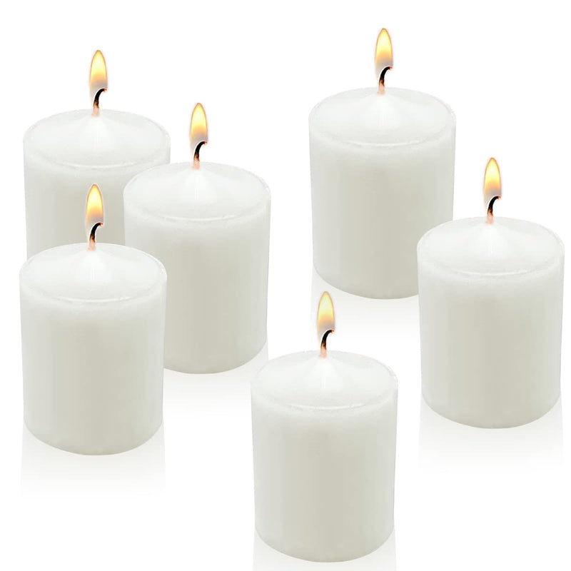 2.0 Inch White Votive Candles, Unscented Wax 10 Hour 1.5" Diameter Candles for Wedding, Party & Home, 24 Packs