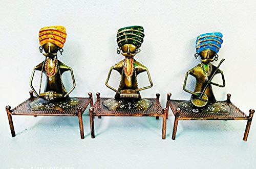 DECORE BASKET Mooch Sitting Musicians Set of 3 Table Decor (07 * 4.5 * 12 in)