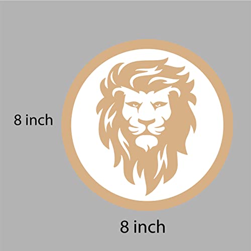 DOTME Lion Face Wooden With Vinyl Sticker Decorative Design Wall Décor For Home Kids Bedroom Living Room Hall DIY Art 8 INCH (White)