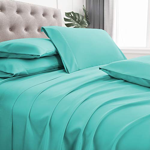 BASIC CHOICE 6 Piece Sheet Set - Luxury Soft 2000 Series Wrinkle & Fade Resistant Bed Sheets - Queen, Turquoise