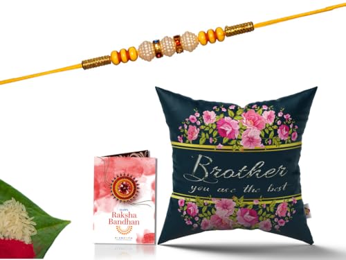 Pillow Rakhi for Brother with Gift - Rakhi with Rakhi Cushion with Filler Greeting Card- Rakhi for Brother, Gifts for Brother, Gifts for Rakhi, Gifts for Rakshabandhan Rakhi Gifts-CH-BRO-19-PA