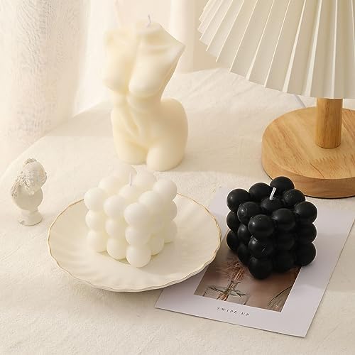 SV7LIU Bubble Soy Wax Scented Candle-2Pcs Decorative Candle for Bedroom Bathroom Cute Bubble Candles Set Gifts for Mother/Friends/Lover (Black)