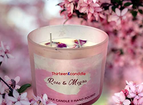 ThirteenKcanddle Rose Mogra Scented Aromatherapy Candles Naturals Soy Wax Gift Set for Festival Wedding Yoga Set of 1