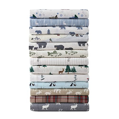 Eddie Bauer Ski Slope Flannel Sheet Set, King, Multi