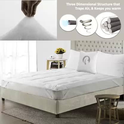 Rajasthan Crafts Super Soft 600 GSM Quilted Microfibre Mattress Padding/Topper | Breathable - Hypoallergenic Mattresses Pad for Comfortable Sleep | Double Bed Size (72x72 inch | 6x6 feet, White)