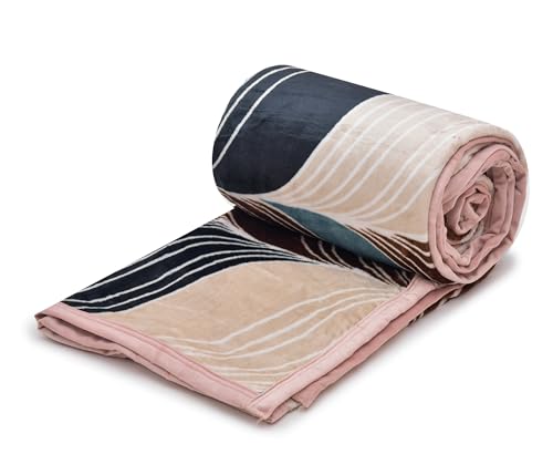 RRC Super Soft Printed Double Bed Mink Blanket With Satin Border Size 228 X 228 Cm And 1800 Grams,Pack Of 1 Ideal For Light To Medium Winter, Ac Use, Travel Blanket & Camping, Pink, 200 TC