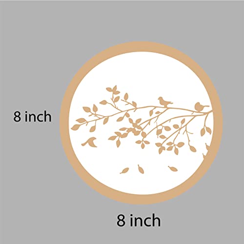 DOTME Birds In Tree Branch Wooden With Vinyl Sticker Decorative Design Wall Décor For Home Kids Bedroom Living Room Hall DIY Art 8 INCH (White)