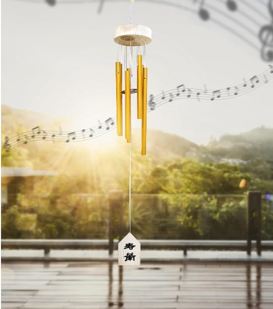 Trishakti Made up of 6 Pipe Wind Bells Chimes for Decorate Item with Sweet Sound for Positive Energy 30 Inches (Yellow)