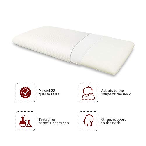 Amazon Brand - Solimo Ultra-Thin Memory Foam Pillow with Pillow Cover, 60 x 40 x 5.5 cm, White, 1 Piece